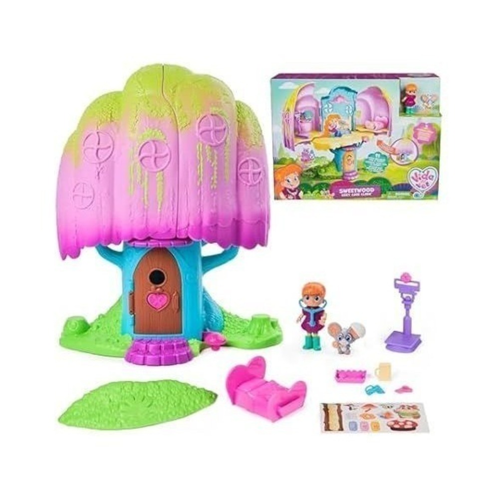 Vida the Vet Sweetwood Cozy Care Clinic Playset Kids 12" Pink Green  NIB Music